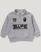 BAPE EMBROIDERY PATCH RELAXED FIT HALF ZIP SWEATSHIRT KIDS