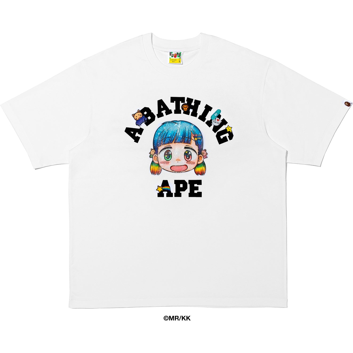 BAPE X MR. COLLEGE RELAXED FIT TEE MENS