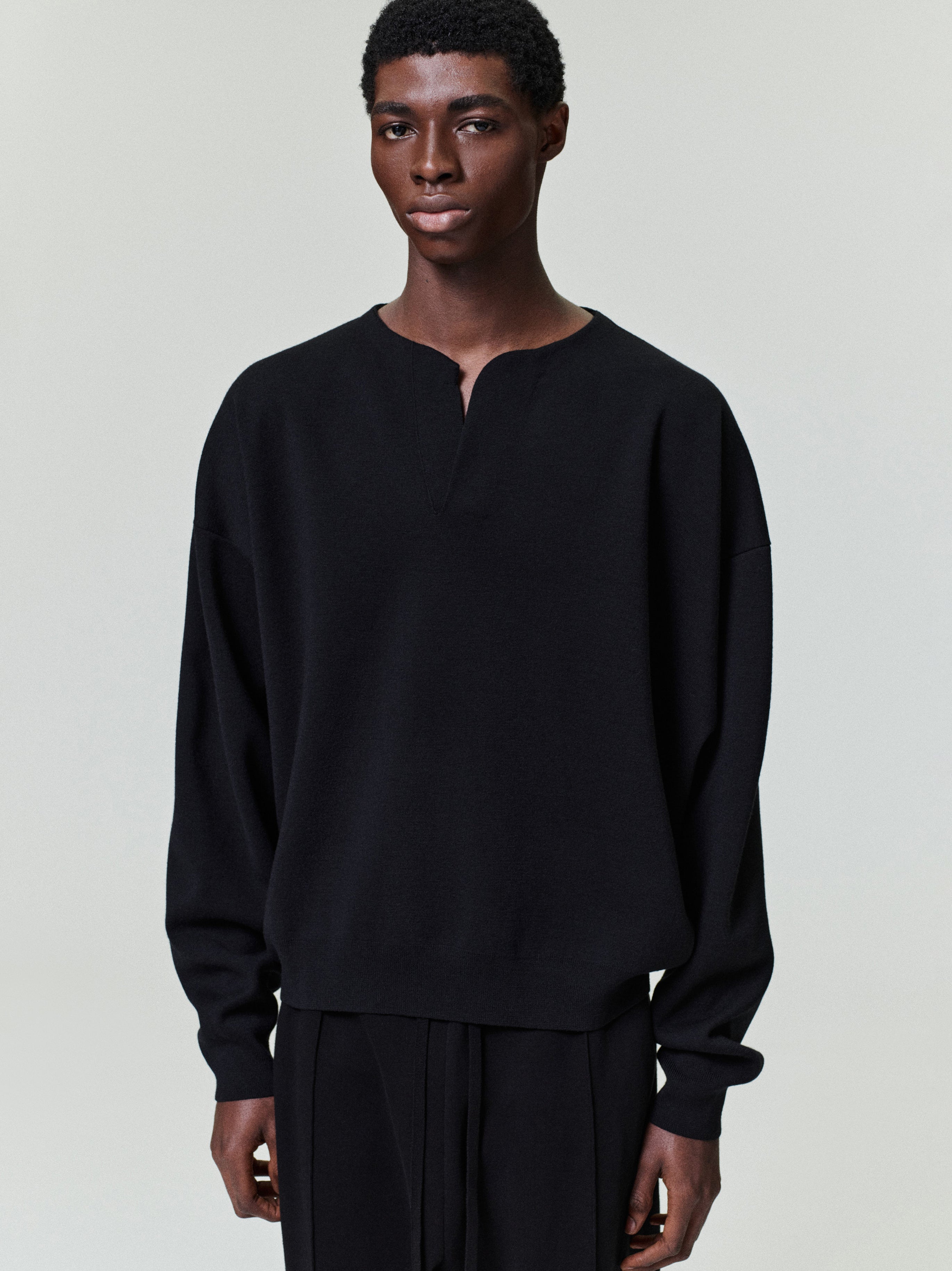 Merino Milano Knit Henley Sweater