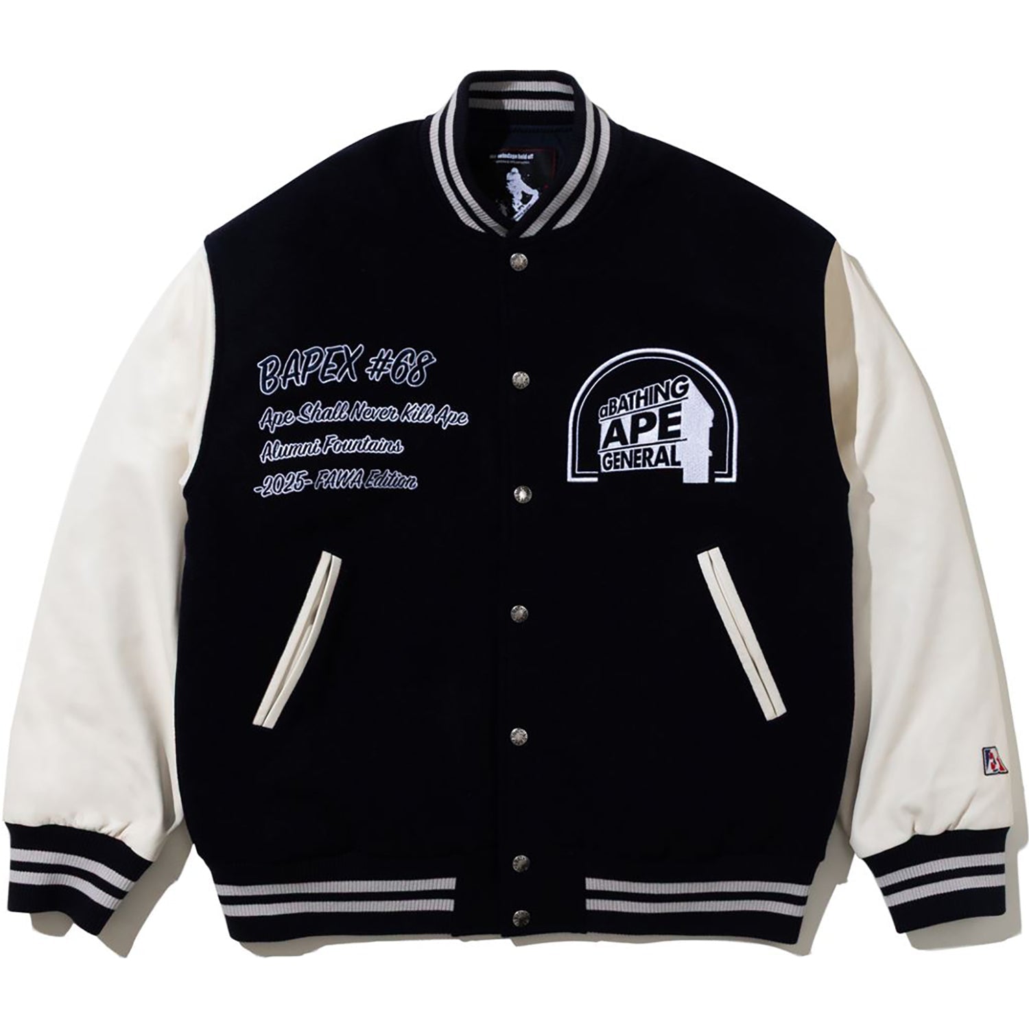 BAPE BY KAZUKI KURAISHI MULTI LOGO VARSITY DOWN JACKET MENS