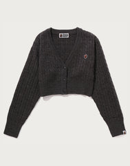 CABLE CROPPED KNIT CARDIGAN LADIES
