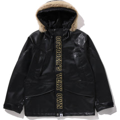 BAPE X OVO SYNTHETIC WASHABLE LEATHER SNOWBOARD JACKET MENS