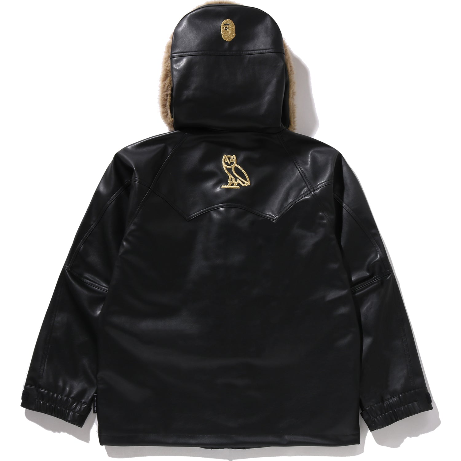 BAPE X OVO SYNTHETIC WASHABLE LEATHER SNOWBOARD JACKET MENS