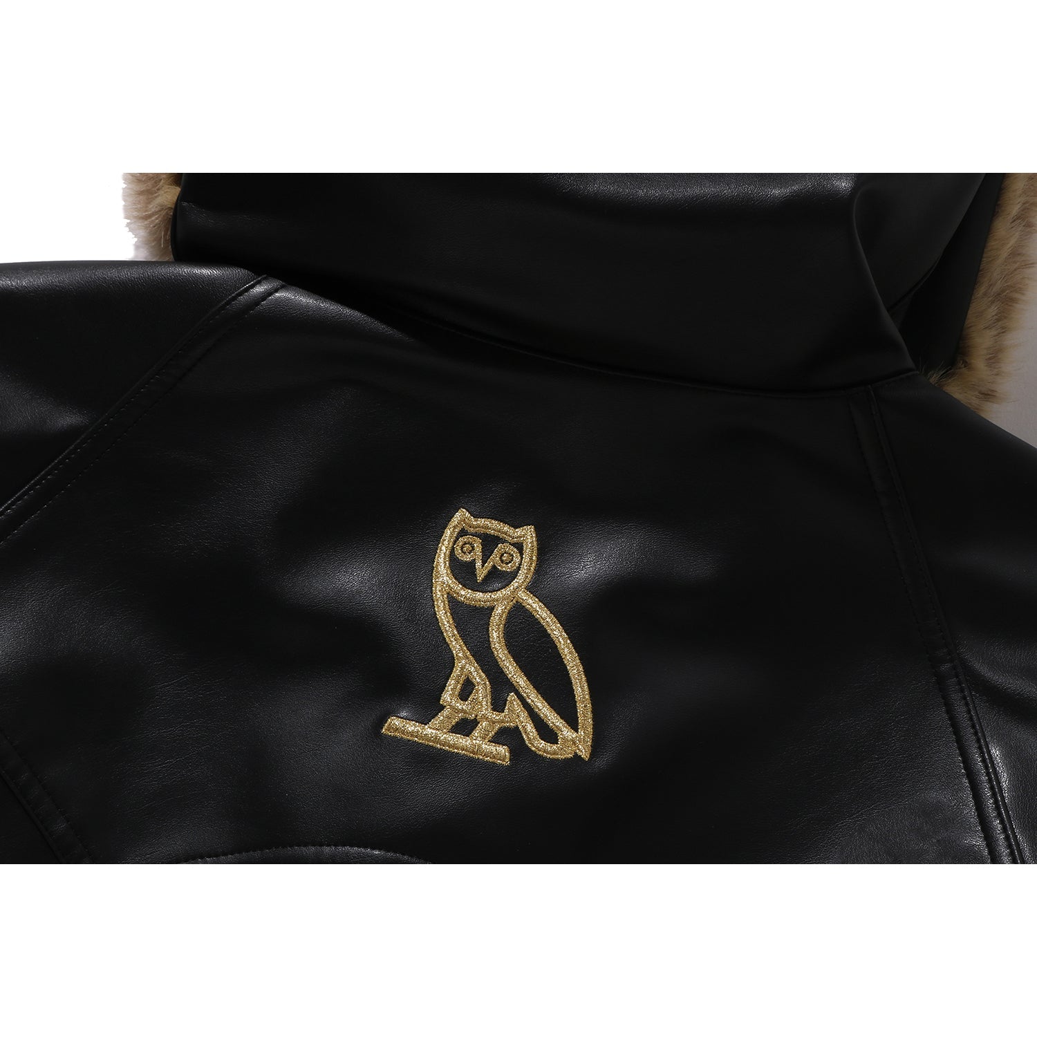 BAPE X OVO SYNTHETIC WASHABLE LEATHER SNOWBOARD JACKET MENS